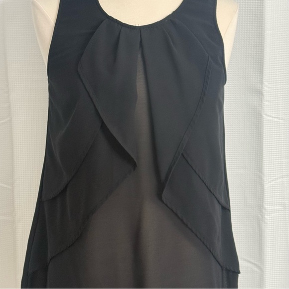 YA Los Angeles Sheer Sleeveless Flowy Layered Ruffle Detail Top, Black, Size M - Picture 2 of 5